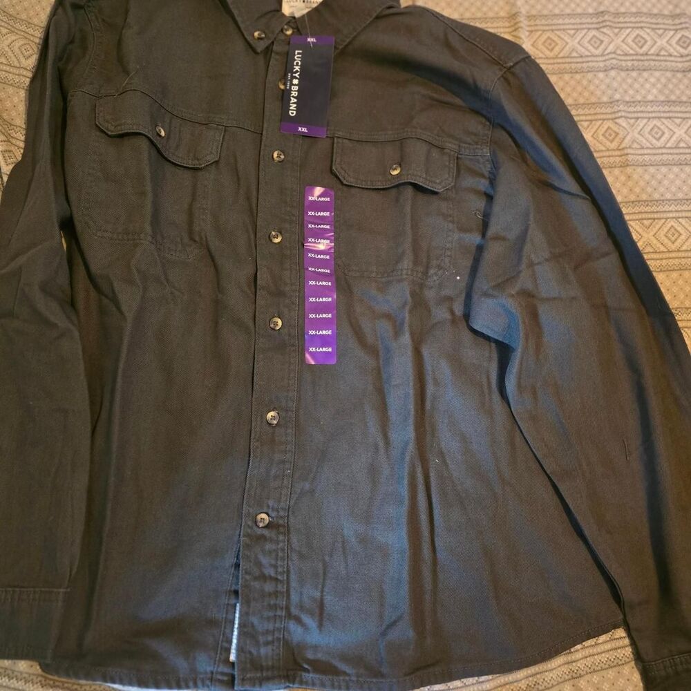 Lucky-brand Men's Black and Grey Shirt